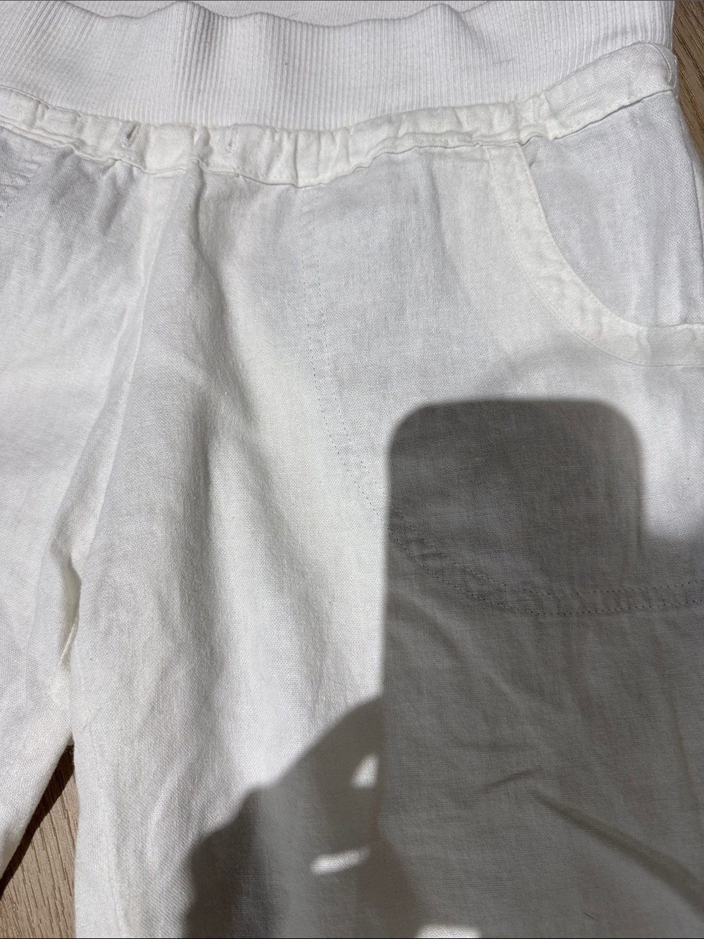 Love Tree White Wide-Leg Cotton Pants with Lace Trim - Picture 3 of 8